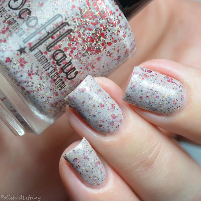 neutral crelly nail polish with glitter