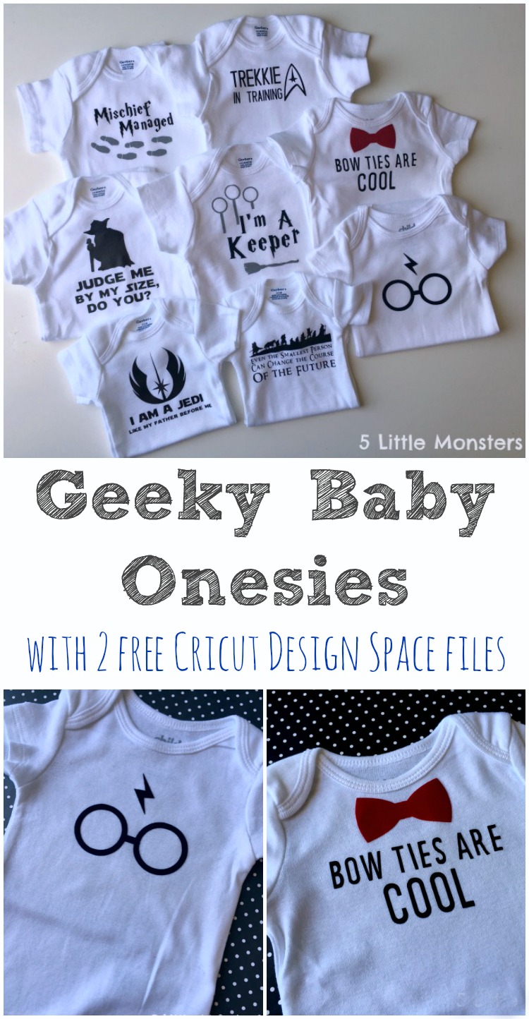Download 5 Little Monsters Geeky Baby Onesie Ideas Plus 2 Free Cut Files