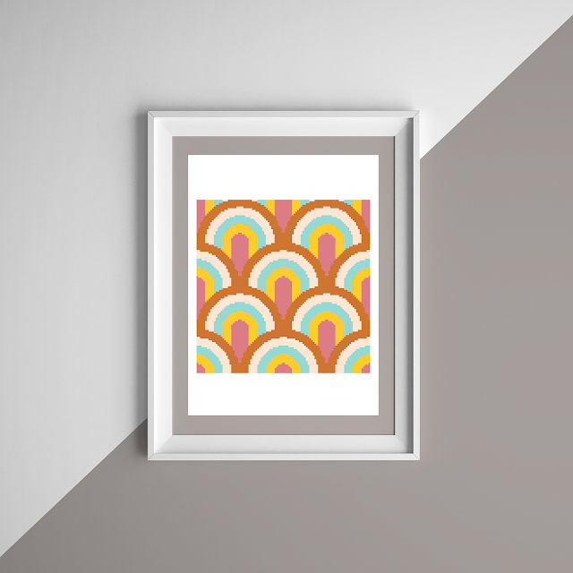 Retro Geometrical Wall Art Cross Stitch Pattern
