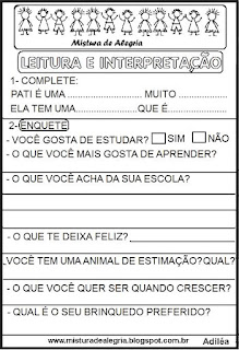 Leitura e interpretação alfabetização