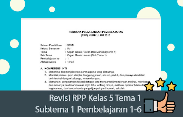 Revisi RPP Kelas 5 Tema 1 Subtema 1 Pembelajaran 1-6