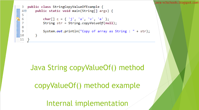 String copyValueOf​ method