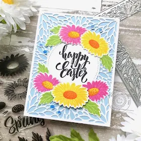 Sunny Studio Stamps: Blooming Frame Dies Cheerful Daisies Easter Card by Lynn Put