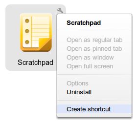 爲 Scratchpad 建立捷徑