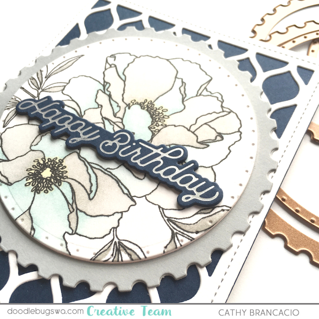 Concord & 9th Blended Petals and Spellbinders Postage Edge Circles