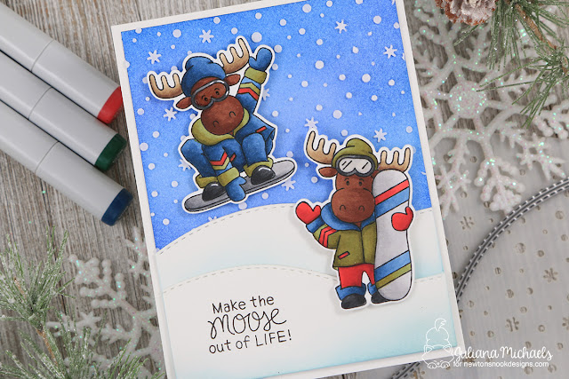 Moose Out of Life Card by Juliana Michaels featuring Newton's Nook Designs Moose Mountain stamp set.