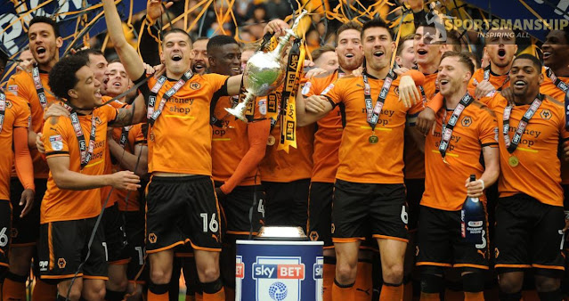 Wolves players celebrating a victory.