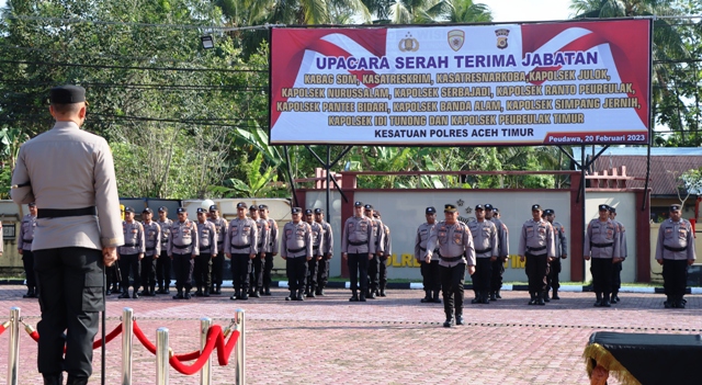 Pimpin Sertijab, Ini Pesan Kapolres Aceh Timur kepada Pejabat Lama dan Pejabat Baru