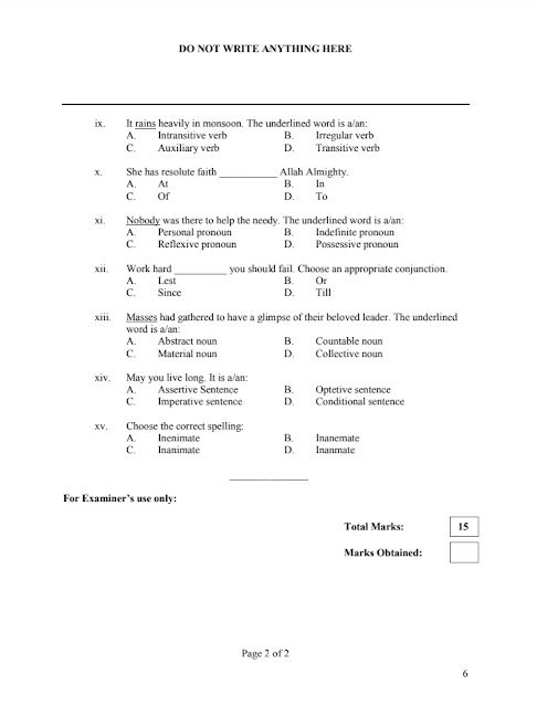 Fbise class 9 English Model Paper with pattern class 9 online with marks distribution