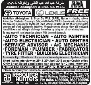 Free Recruitment For Toyota Qatar