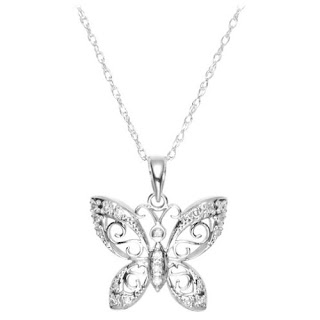 14k White Gold Butterfly Pendant w/ Diamond Accent