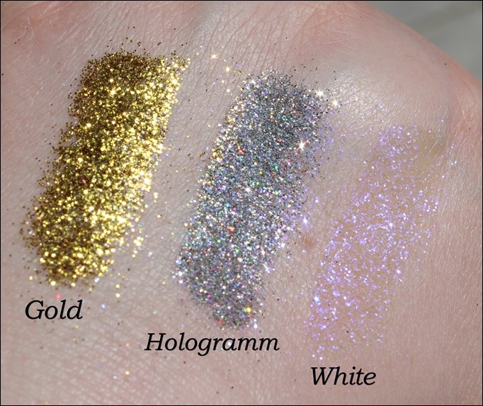 StarGazer Glitter Shaker Swatches Gold Hologramm Silver White 2