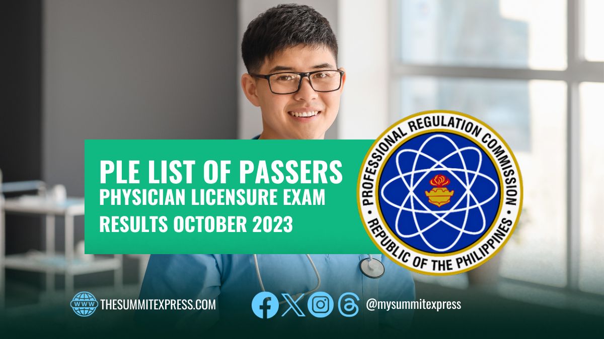 PLE RESULT October 2023 Physician board exam list of passers, top 10