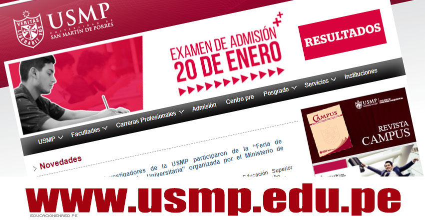 Resultados USMP 2019-1 (20 Enero) Lista Ingresantes Examen Admisión - Universidad de San Martín de Porres - www.usmp.edu.pe