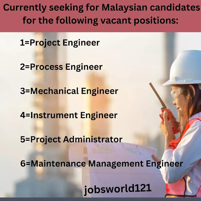 Currently seeking for Malaysian candidates for the following vacant positions: