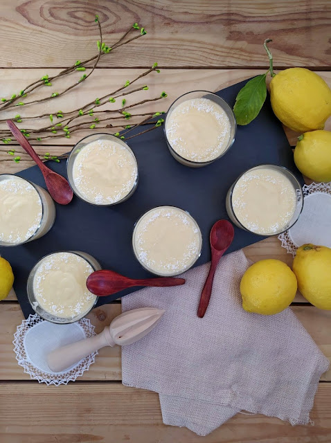 Crema de limón y leche de coco en Monsieur Cuisine Thermomix Lidl Sin horno Cítrico Postre rápido, rico, cremoso, lemon, coconut milk Cuca celebración