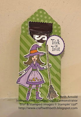 Craft with Beth: Stampin' Up! Halloween Treat Holders Envelope Punch Board Takeout Treats Toil and Trouble DSP Designer Series Paper Cauldron Bubble Trick or Tweet