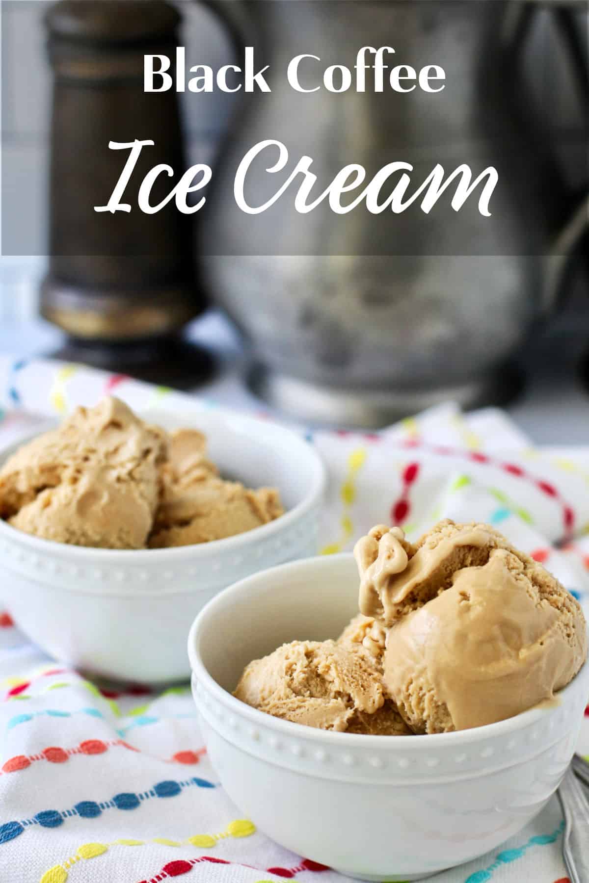 Coffee ice cream in two white bowls.