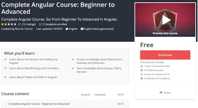 [100% Free] Complete Angular Course Beginner to Advanced