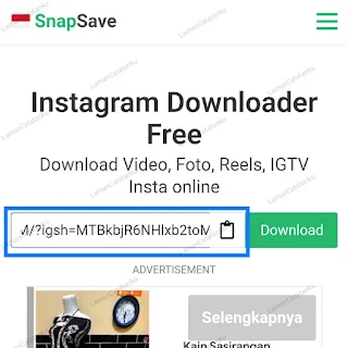 tempat paste link di snapsave ig
