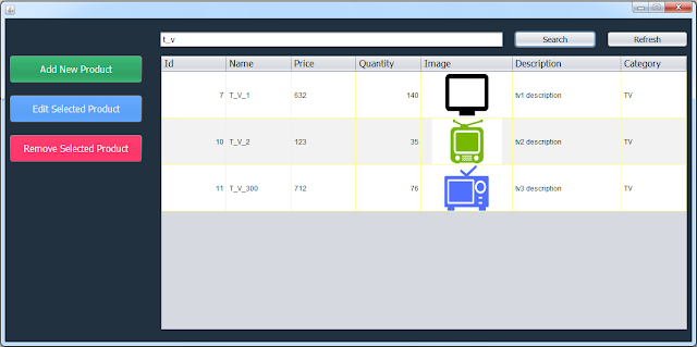 java inventory system - search products