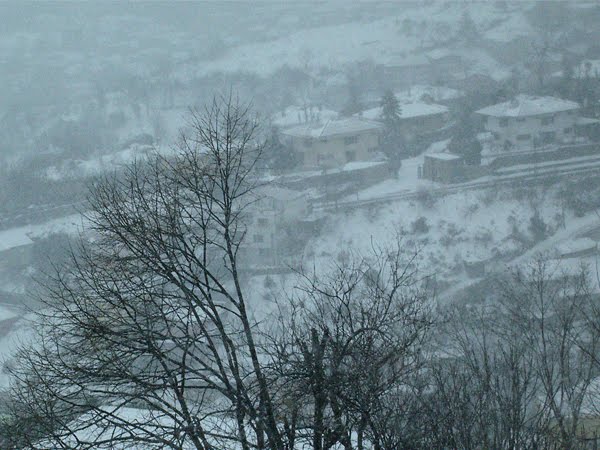 Houses in a snowstorm, Istanbul.