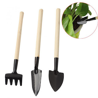 Mini Garden Hand Tools Set Gardening Shovel Spade Rake Trowel Wood Handle