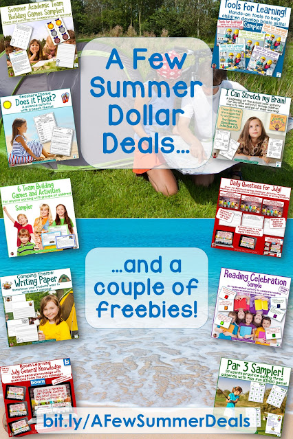 A Few Summer Dollar Deals! This post shares 8 dollar deals and 2 freebies that can be used at the end of the school year, during summer school, or in the early days of autumn!