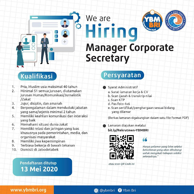 Lowongan Pekerjaan Manager Corporate Secretary YBMBRI