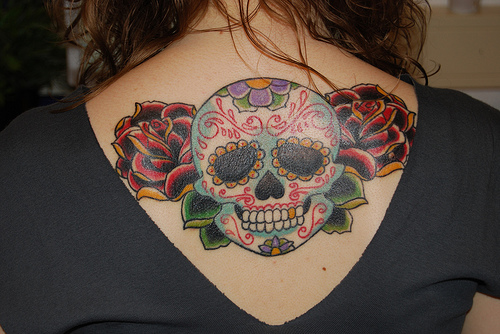 skull tattoos girls old school tattoo gallery. skull tattoos girls