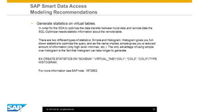 SAP HANA Smart Data Access: Modeling Recommendations