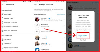 Cara menghapus riwayat pencarian di Instagram