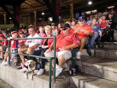 The GDB family of puppy raisers, graduates, and friends at the Angels game