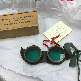 front of green goggles