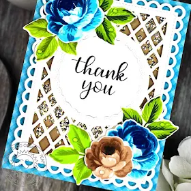 Sunny Studio Stamps: Everything's Rosy Fancy Frames Frilly Frames Thank You Card by Rachel Alvarado