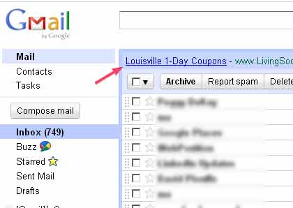 Screenshot of Google Gmail with WebClips