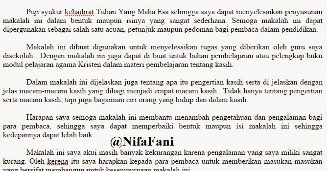 Contoh Kata Pengantar Makalah Agama Kristen  @NifaFani