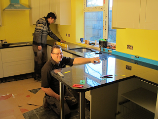 Fitting the granite worktop