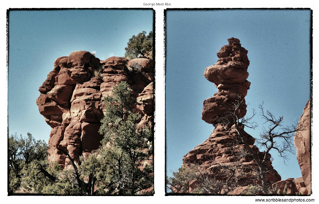 PicMonkey of Abe Lincoln and George Washington Rock Formations along Baldwin Trail in Sedona.