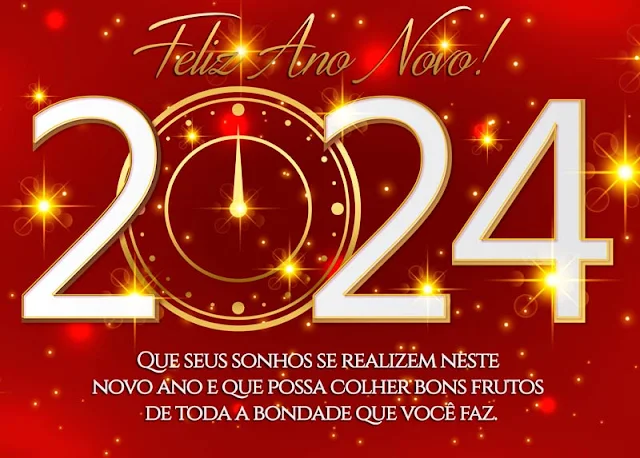 Mensagens Para Whatsapp Feliz Ano Novo 2024 Fundo Vermelho