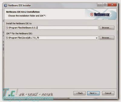 memilih folder tempat file instalasi