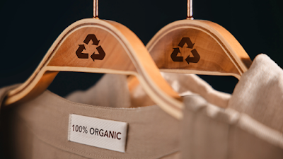 organic clothing on hangers