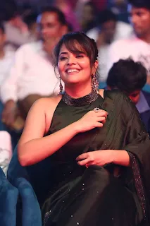 Anasuya Bharadwaj Looks Elegant in Saree at Pushpa 2 Event