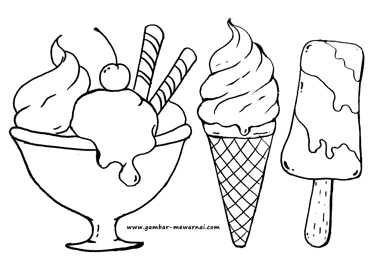 Mewarnai Es Krim - Contoh Gambar Mewarnai