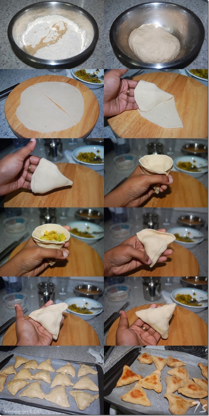 Baked samosa with potato stuffing process