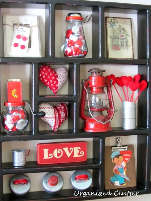 Valentine's Day Shadow Box Display www.organizedclutterqueen.blogspot.com