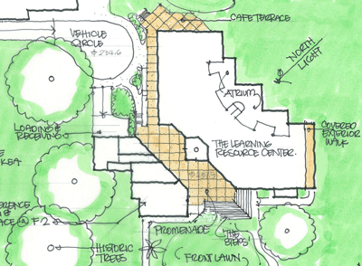 Concept Drawing showing the outline of the new building