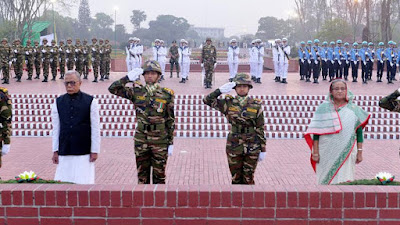 জাতীয় স্মৃতিসৌধে রাষ্ট্রপতি ও প্রধানমন্ত্রীর শ্রদ্ধা