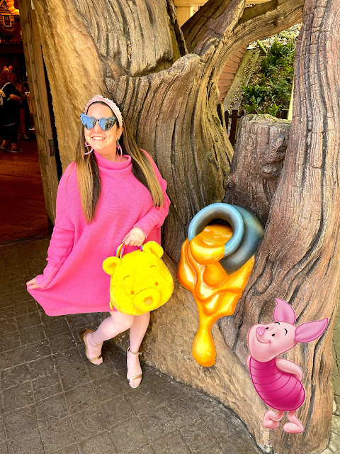 Jamie Allison Sanders is bounding as Piglet from Winnie the Pooh for Hundred Acre Woods Day in the March 2022 #DisneyBoundChallenge.