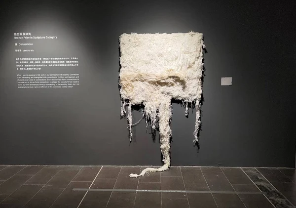 ▲大葉大學造藝系鄧宇琇的作品「連」，正在國美館展出。（記者林明佑翻攝）